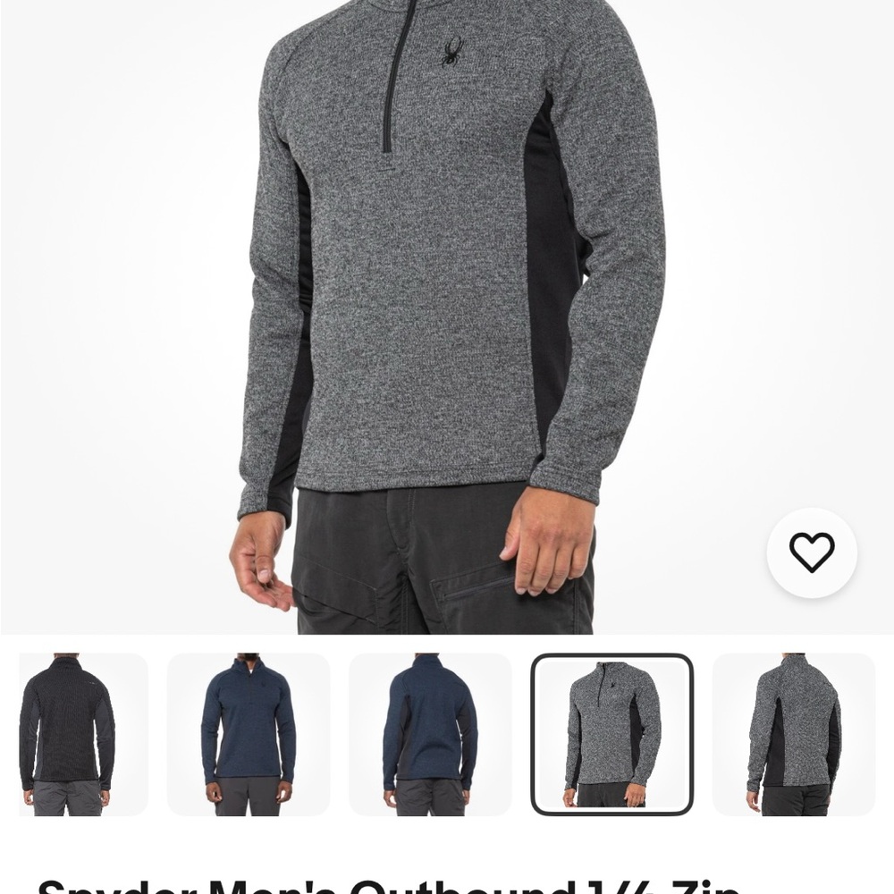 Spyder Men's Charcoal and Black 1/4 Zip Pullover